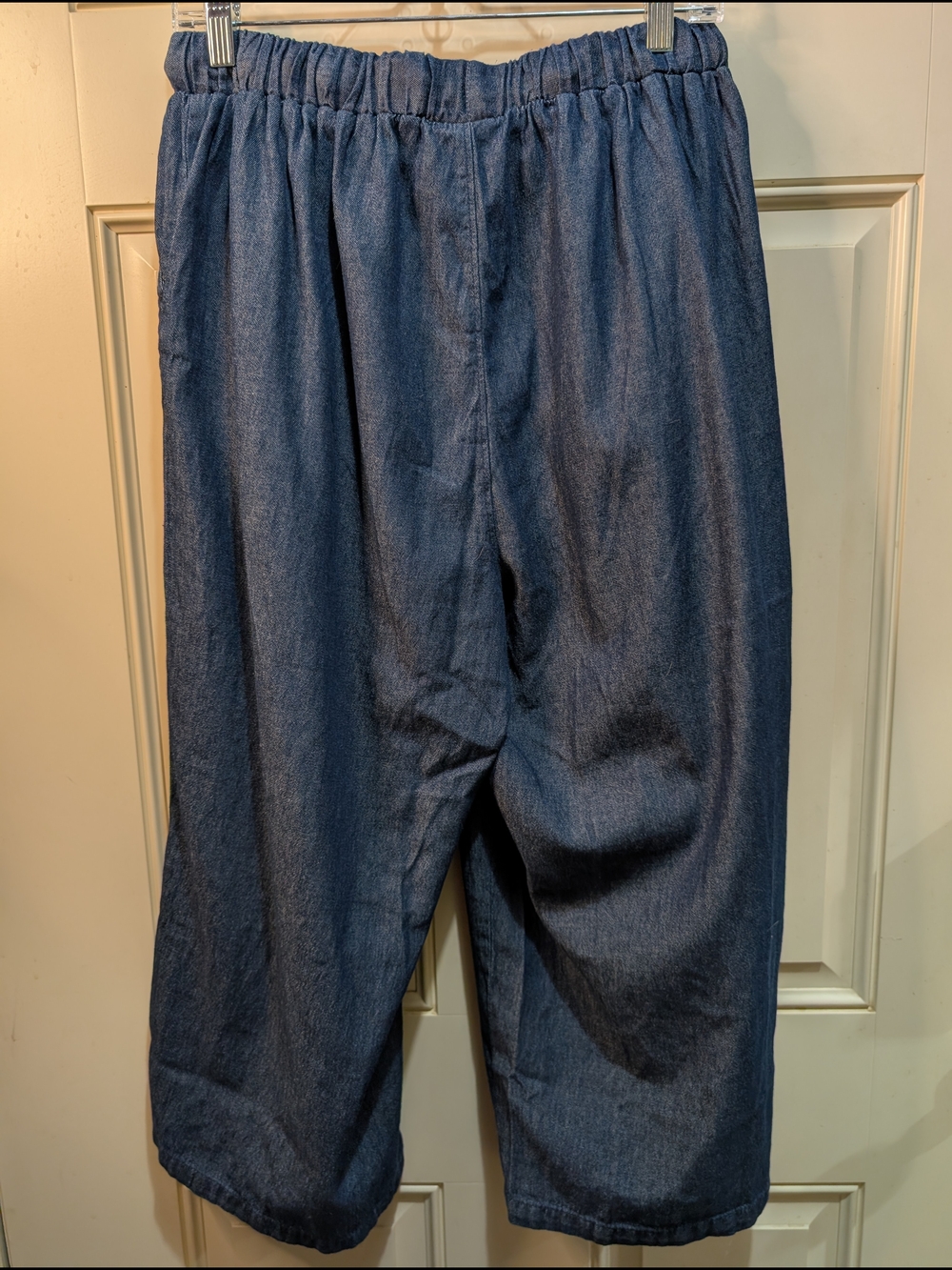 Woman Within Indigo Wide Leg 100% Cotton Chambray Denim Pants New Without Tags - Picture 4 of 7